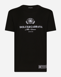 Black Cotton T-shirt with Logo Print