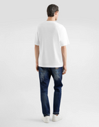 White Cotton T-shirt with Logo Embroidery