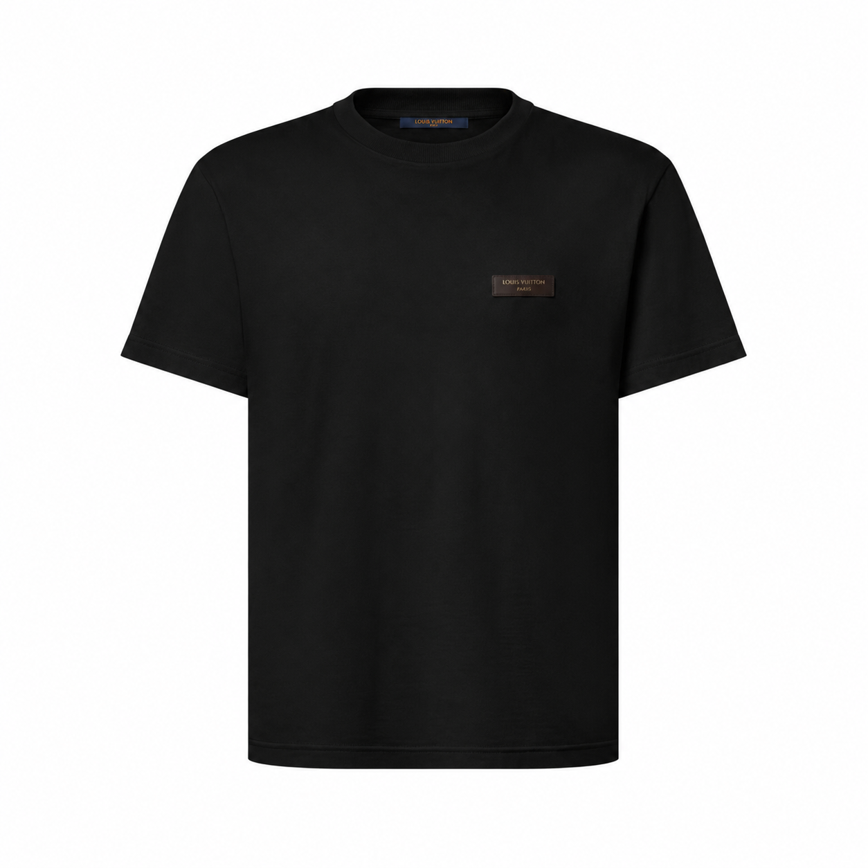 Gold-Stamped Leather Patch Black T-shirt