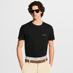 Gold-Stamped Leather Patch Black T-shirt