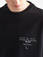 Μαύρο βαμβακερό T-shirt με λογότυπο
