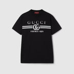 Black Cotton Jersey T-shirt with Print