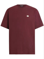 Μπορντό βαμβακερό T-shirt με ετικέτα