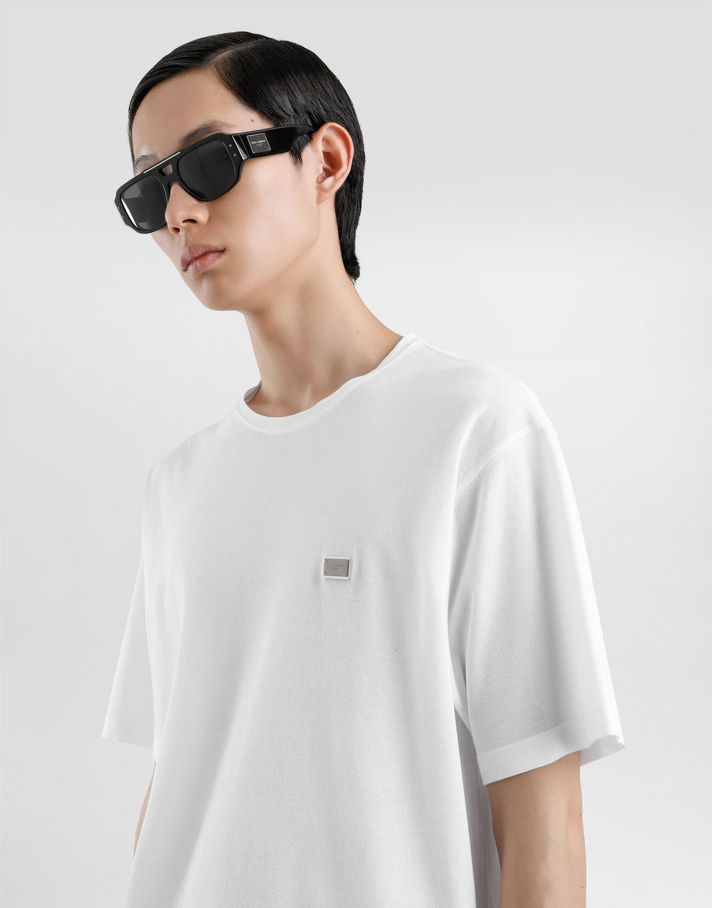 Λευκό Βαμβακερό T-shirt με Ετικέτα