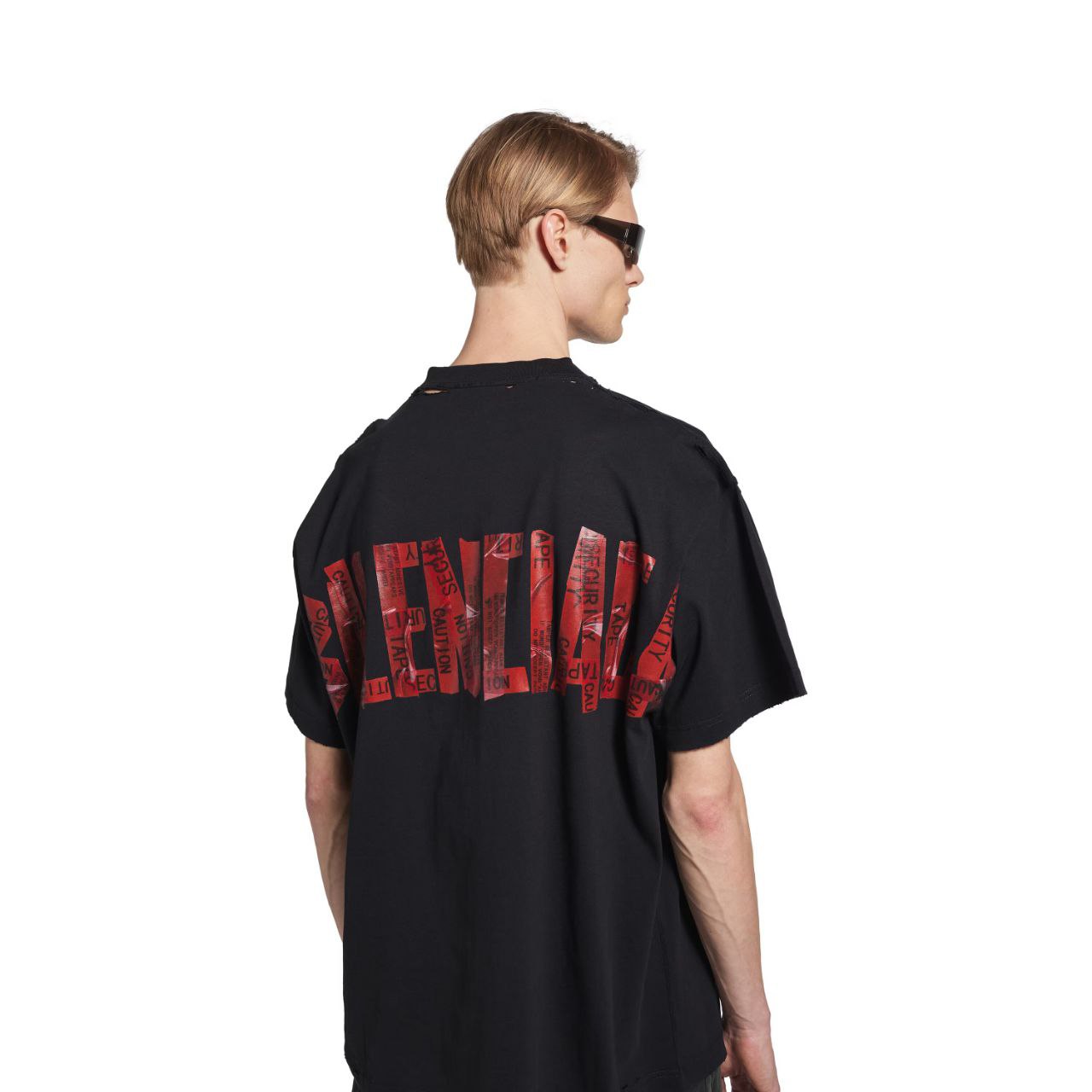 Μαύρο υπερμεγέθες T-shirt με ταινία ασφαλείας