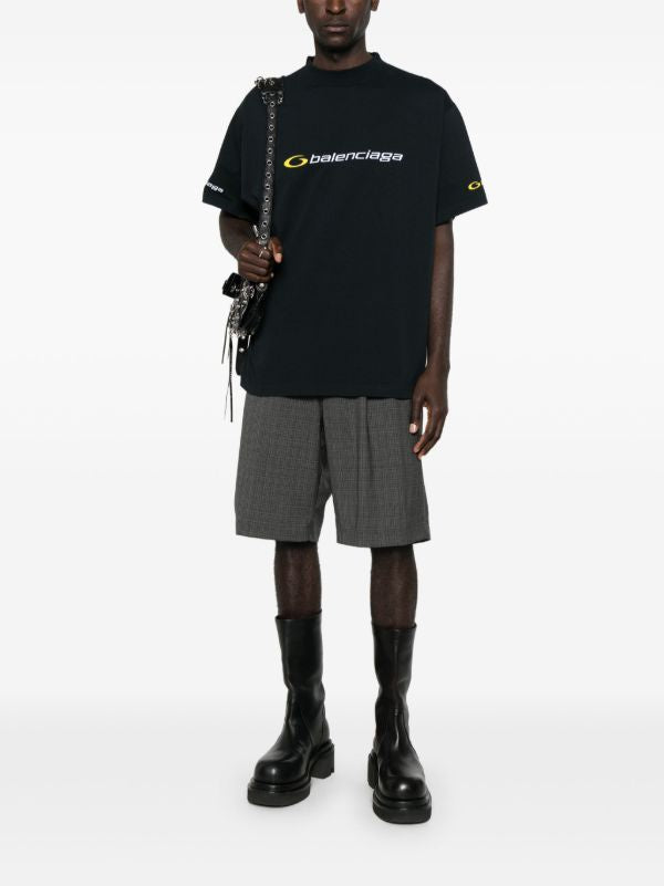 Oversize Logo Embroidered Black T-shirt