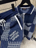 Σετ από βαμβακερό ζέρσεϊ με σχέδιο Damier Jacquard