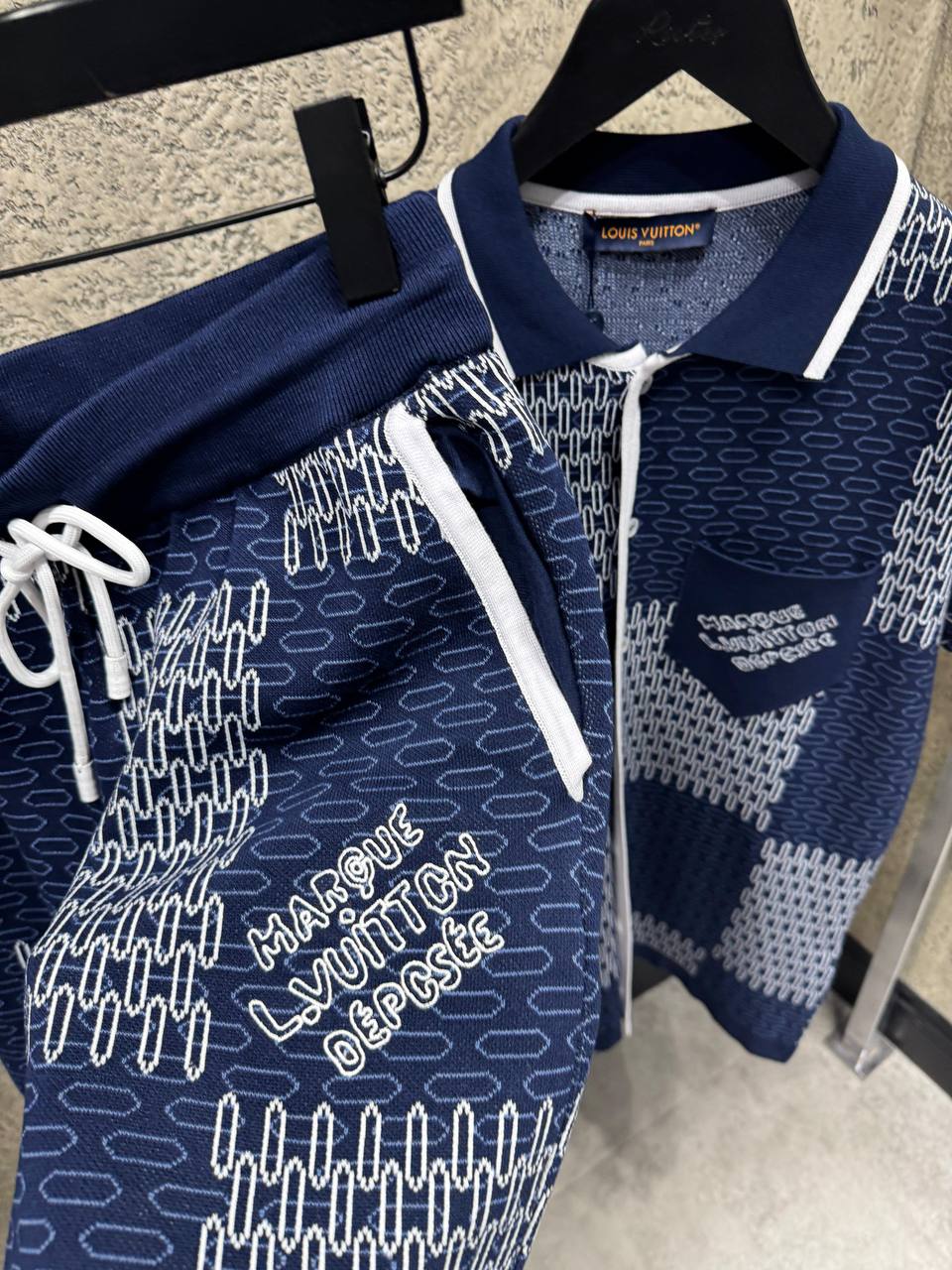 Σετ από βαμβακερό ζέρσεϊ με σχέδιο Damier Jacquard