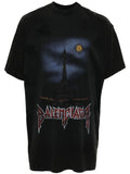 Paris Moon Black Oversized T-shirt με διπλή στάμπα μπροστά