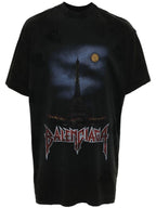 Paris Moon Black Oversized T-shirt με διπλή στάμπα μπροστά