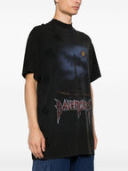 Paris Moon Black Oversized T-shirt με διπλή στάμπα μπροστά