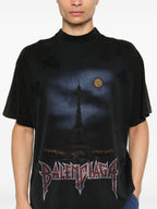 Paris Moon Black Oversized T-shirt με διπλή στάμπα μπροστά