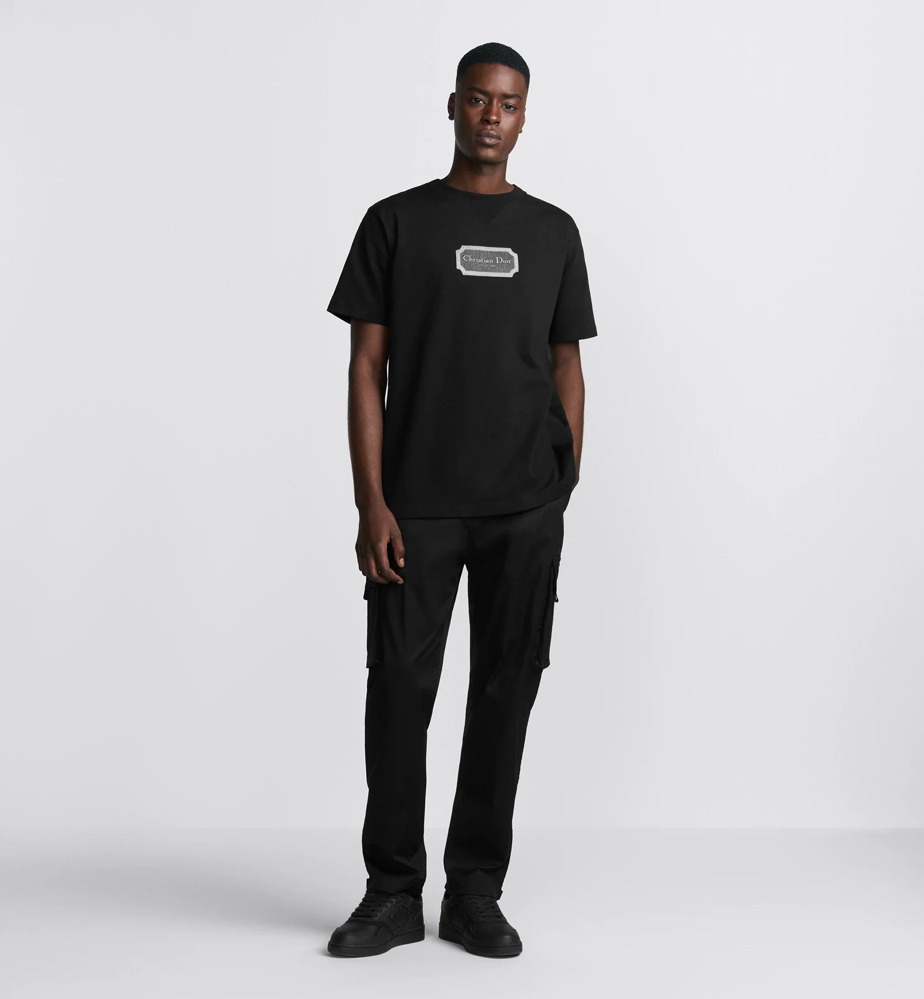 Couture Relaxed Fit Black T-shirt with Embroidery