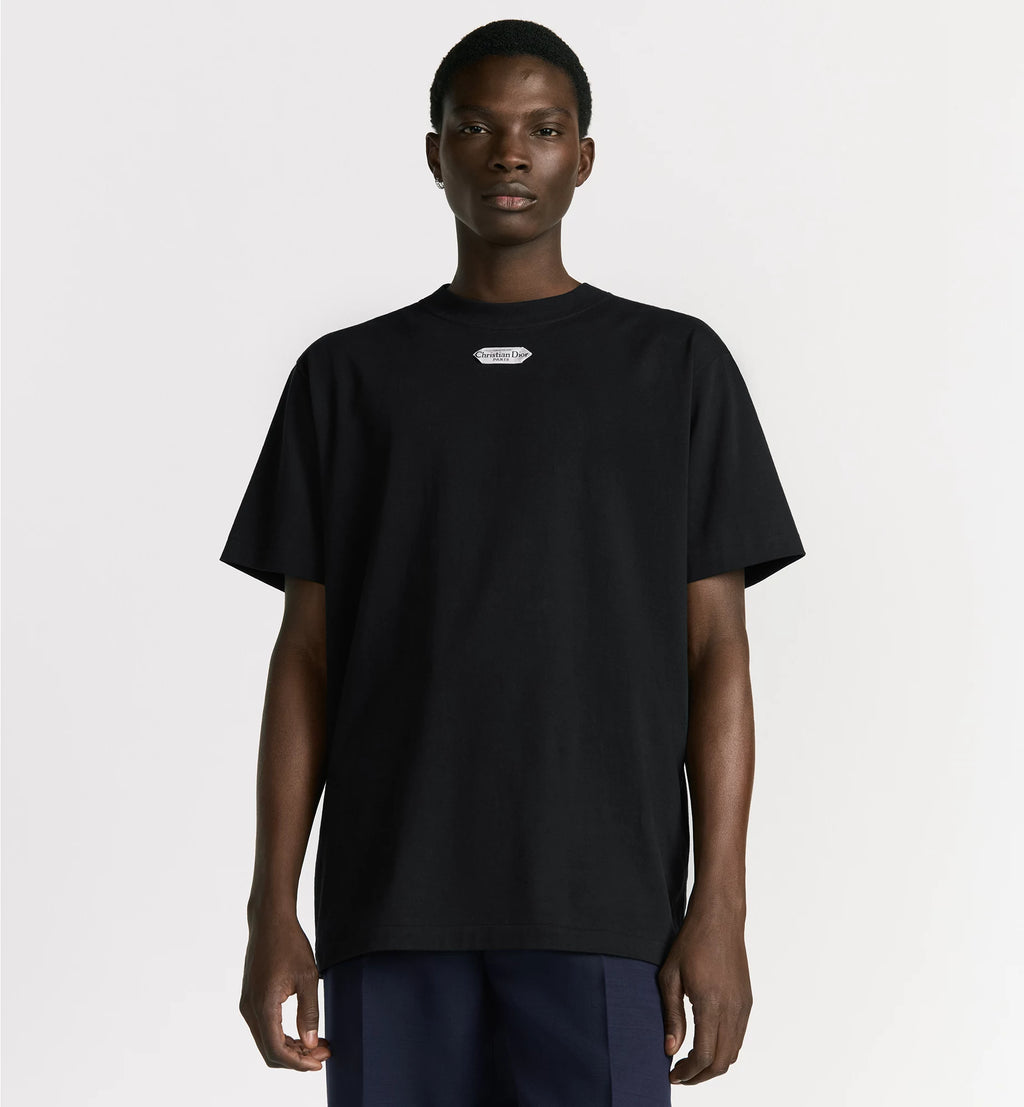 Μαύρο T-shirt χαλαρής εφαρμογής με ετικέτα