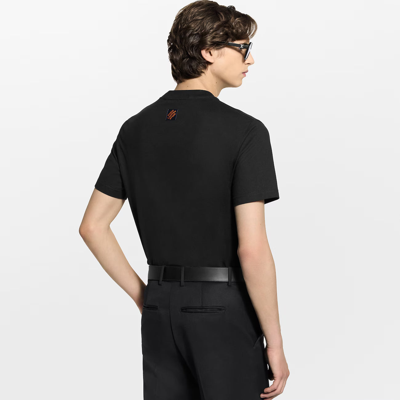 Beaded Signature Embroidery Black Cotton T-shirt