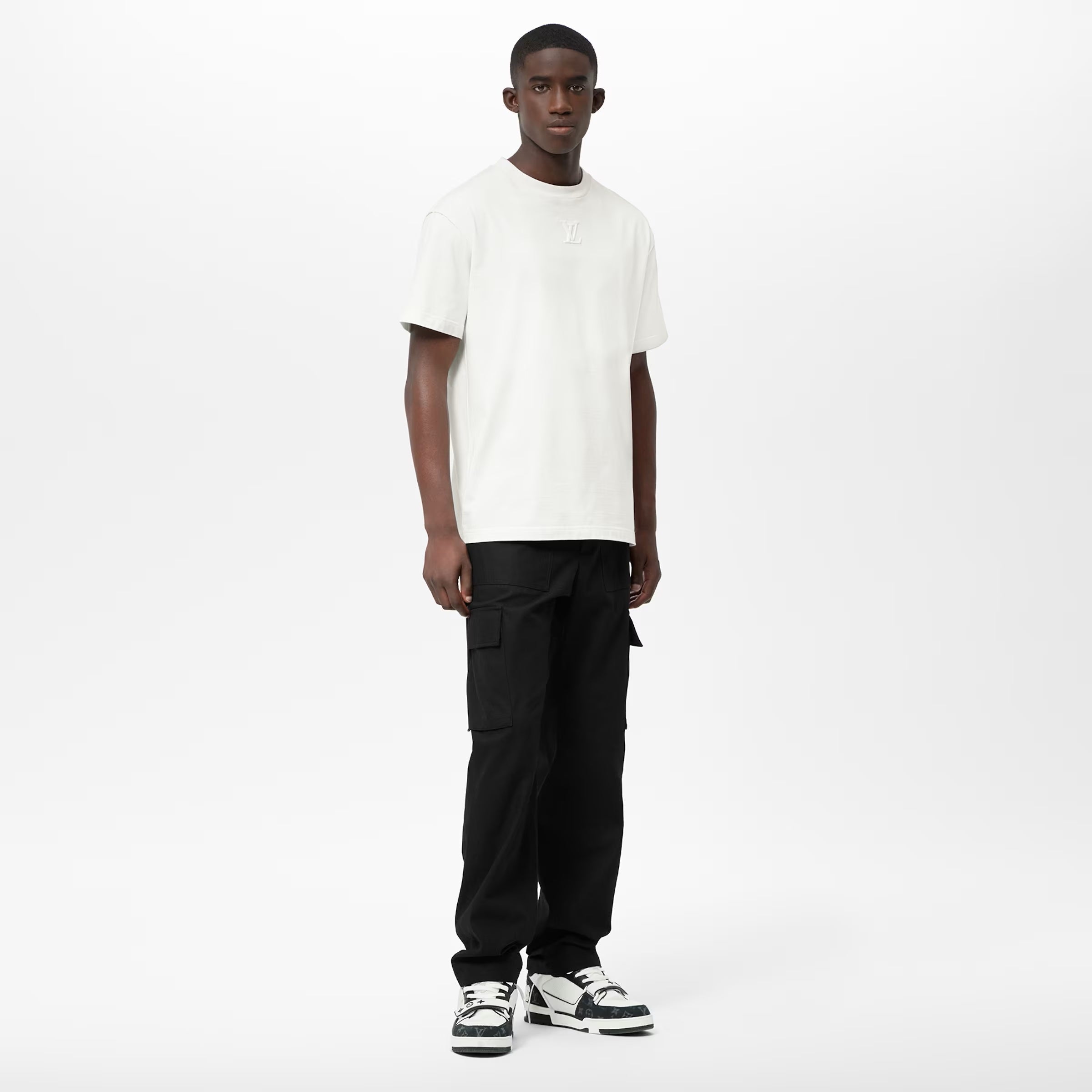 White T-shirt with Embossed Logo