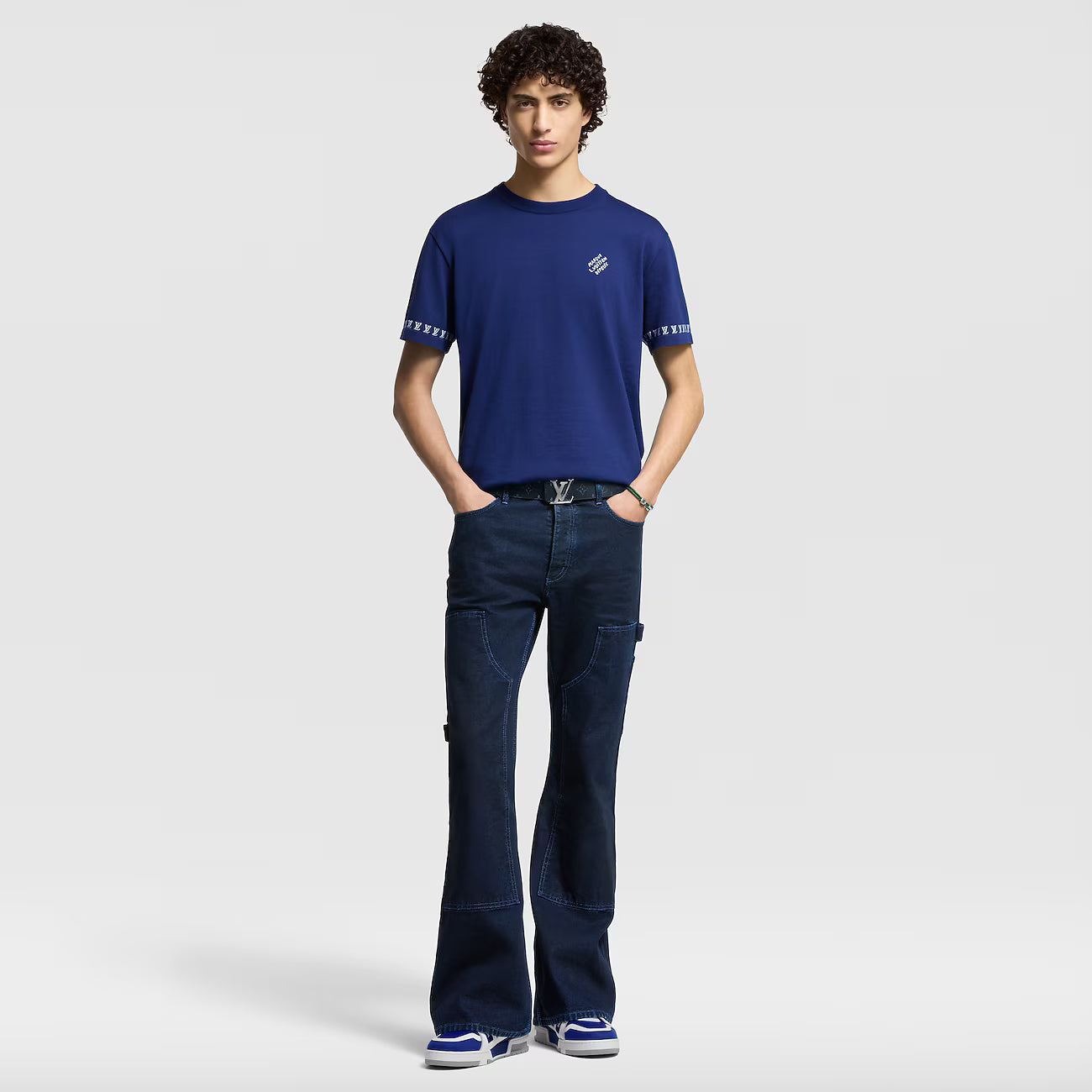 Signature Short-Sleeved Knitwear Indigo Blue T-shirt