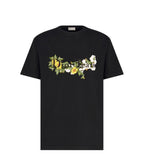 TEARS RELAXED FIT BLACK T-SHIRT WITH EMBROIDERY