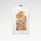 Λευκό βαμβακερό T-shirt LV Ski Print