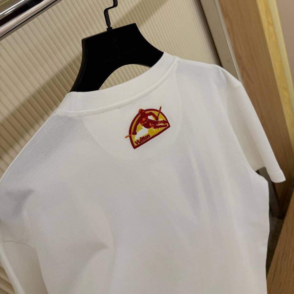 Λευκό βαμβακερό T-shirt LV Ski Print