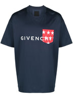 4G Deep Blue Cotton T-shirt with Pocket